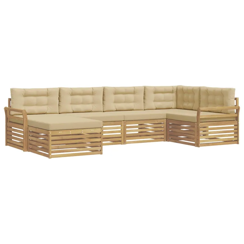 Lauko sofos komplektas 6 pcs Balta ir kreminė