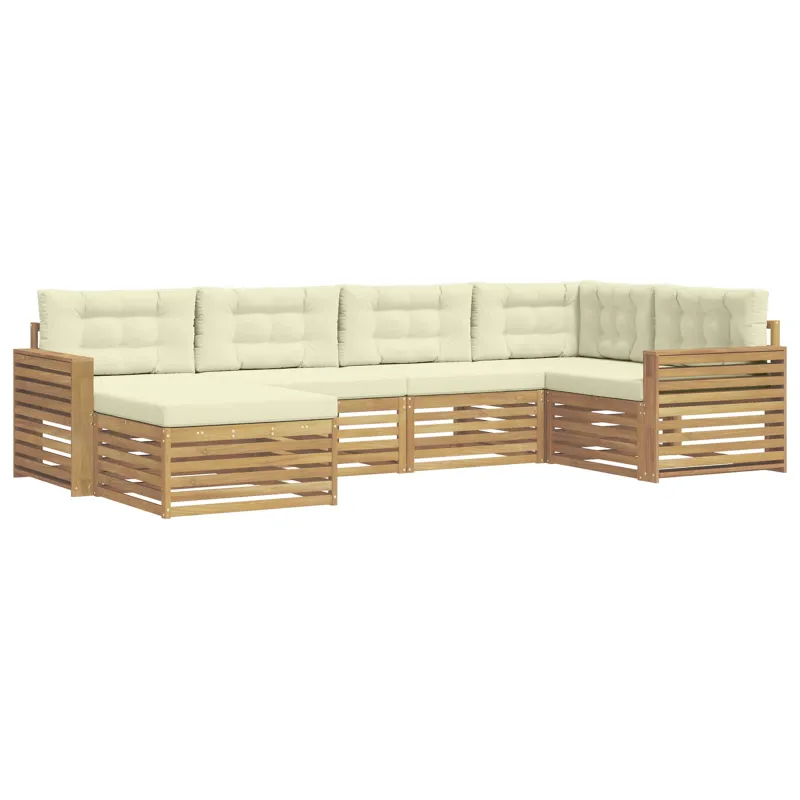 Lauko sofos komplektas 6 pcs Balta ir kreminė