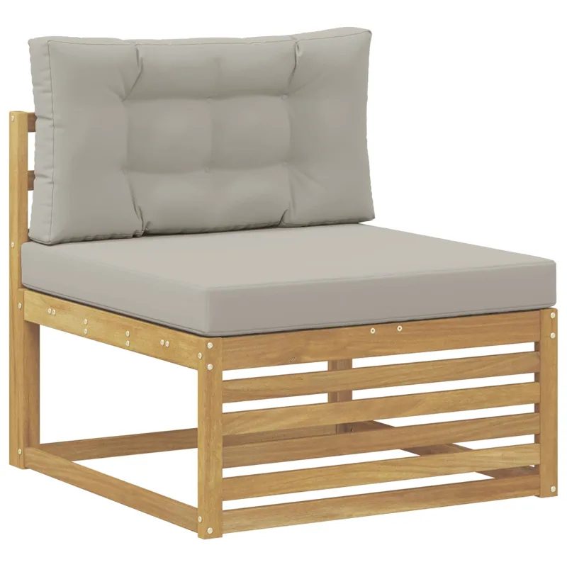 Lauko sofos komplektas 6 pcs Balta ir šviesiai pilka