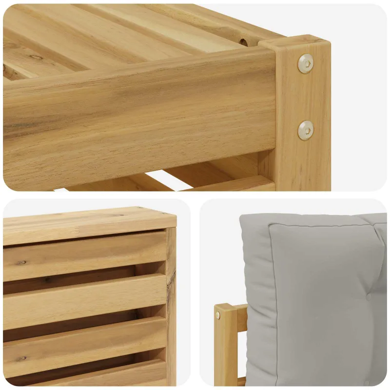 Lauko sofos komplektas 6 pcs Balta ir šviesiai pilka