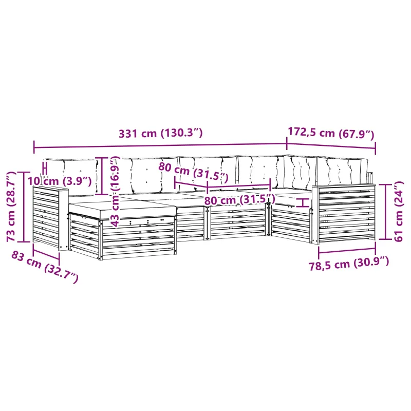 Lauko sofos komplektas 6 pcs Balta ir šviesiai pilka