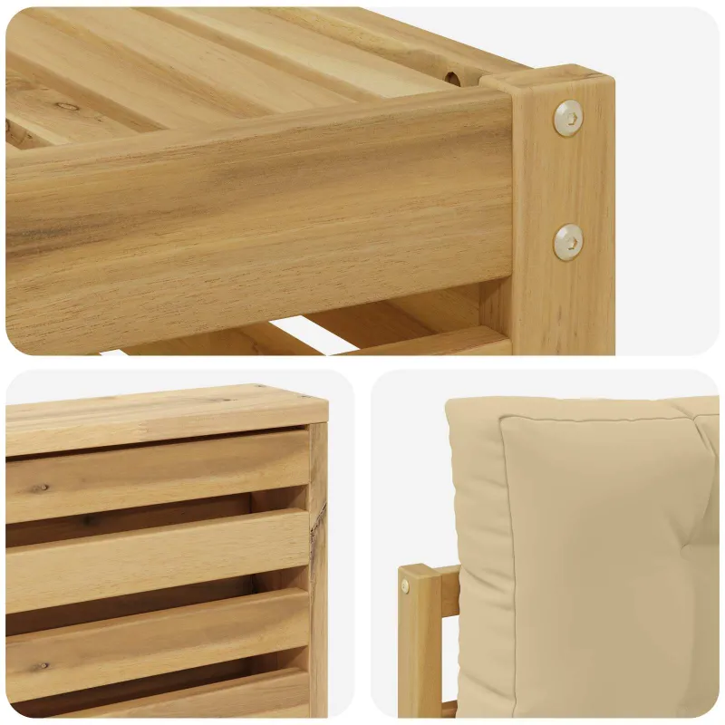 Lauko sofos komplektas 6 pcs Balta ir kreminė