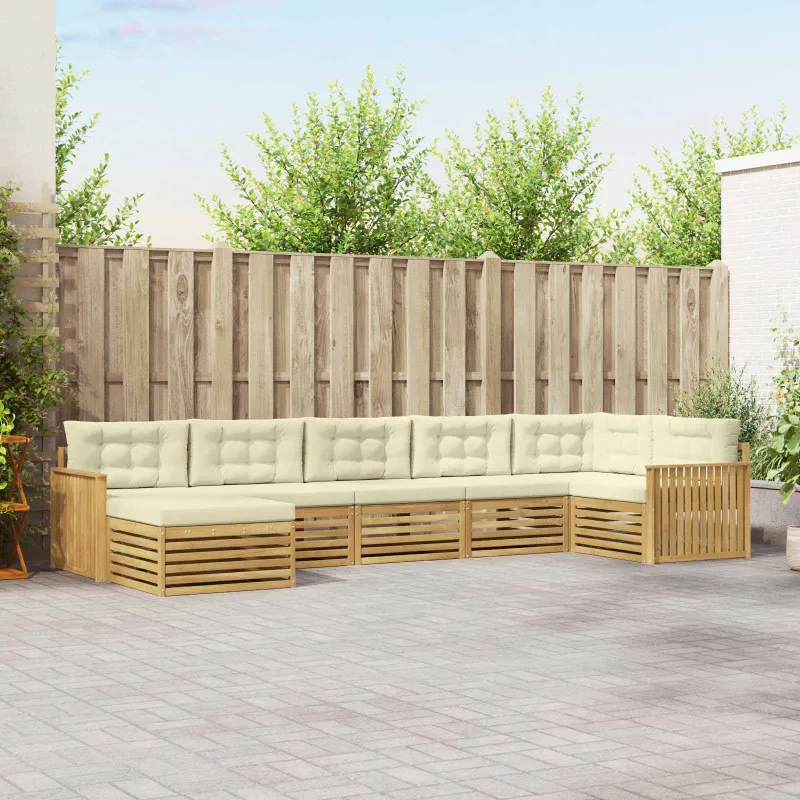 Lauko sofos komplektas su pagalve 7 pcs Balta ir kreminė