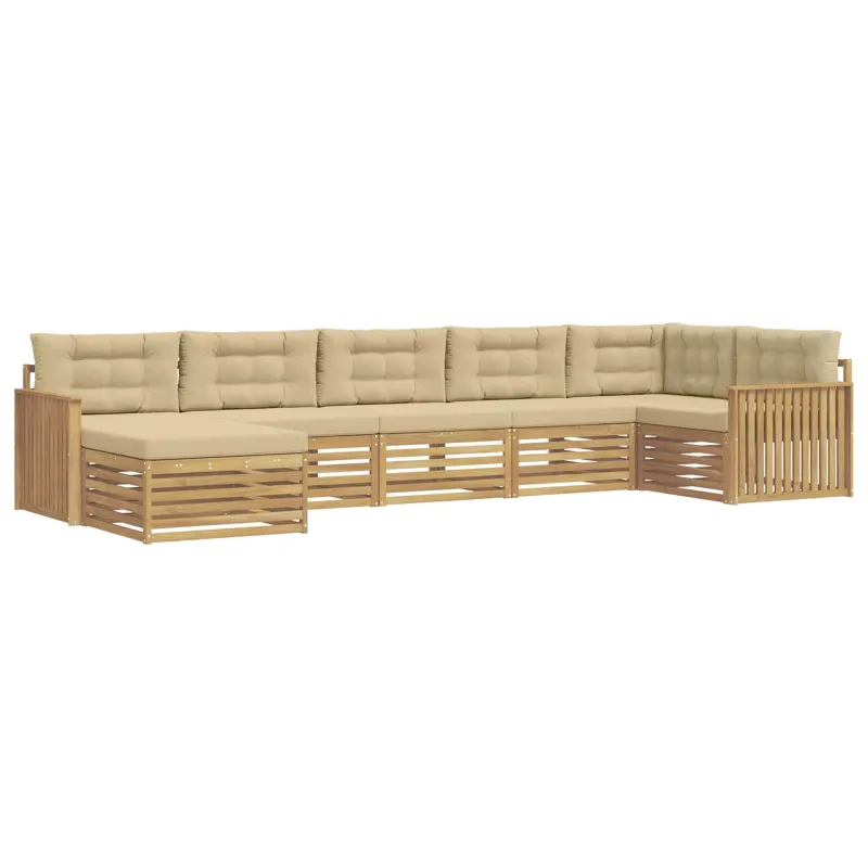 Lauko sofos komplektas su pagalve 7 pcs Balta ir kreminė