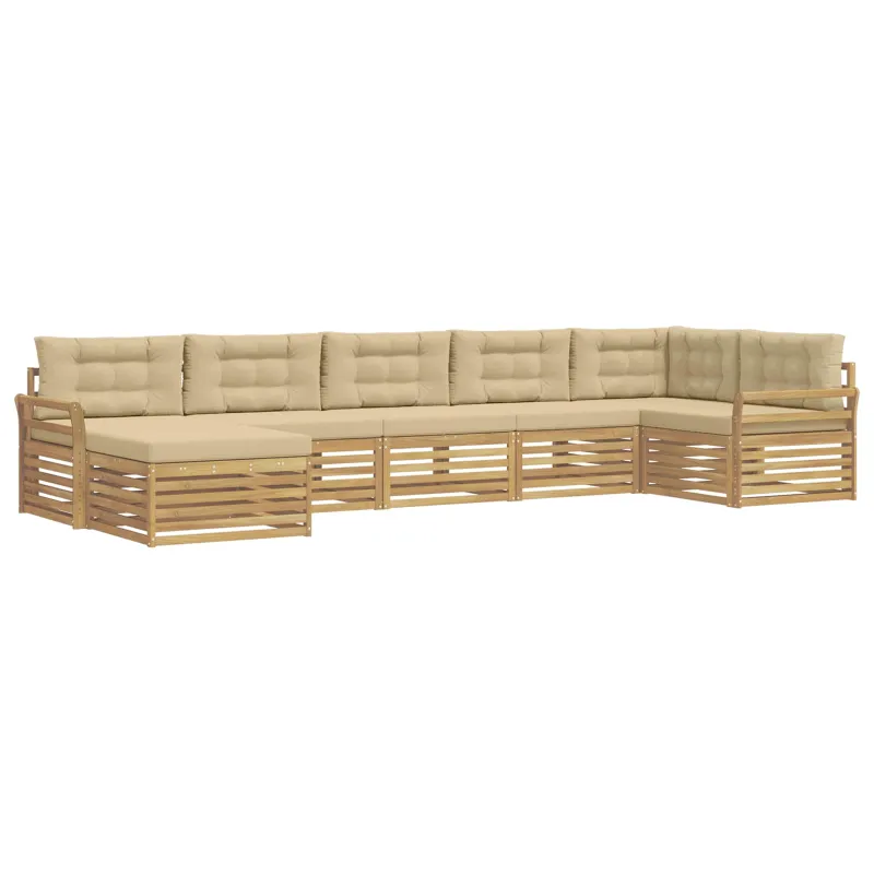 Lauko sofos komplektas su pagalve 7 pcs Balta ir kreminė