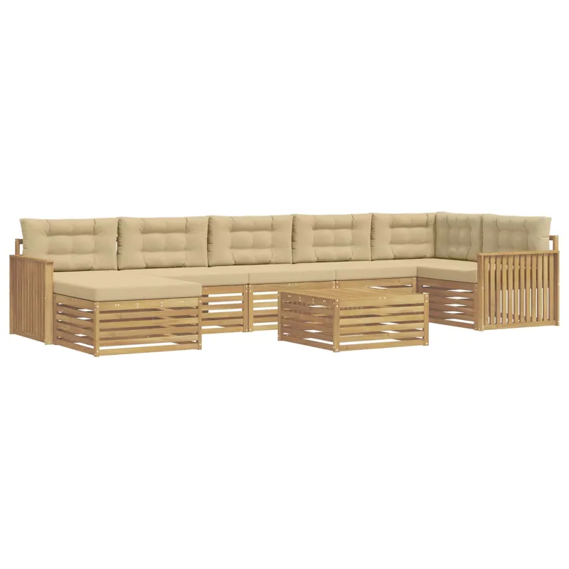 Lauko sofos komplektas su pagalve 8 pcs Balta ir kreminė