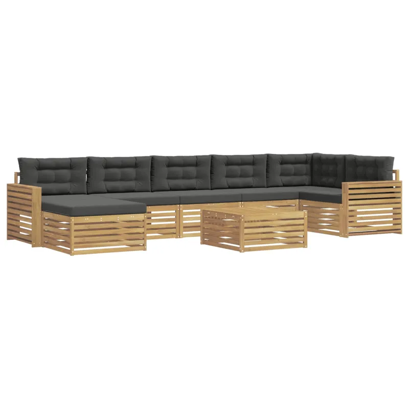 Lauko sofos komplektas su pagalve 8 pcs Balta ir antracito