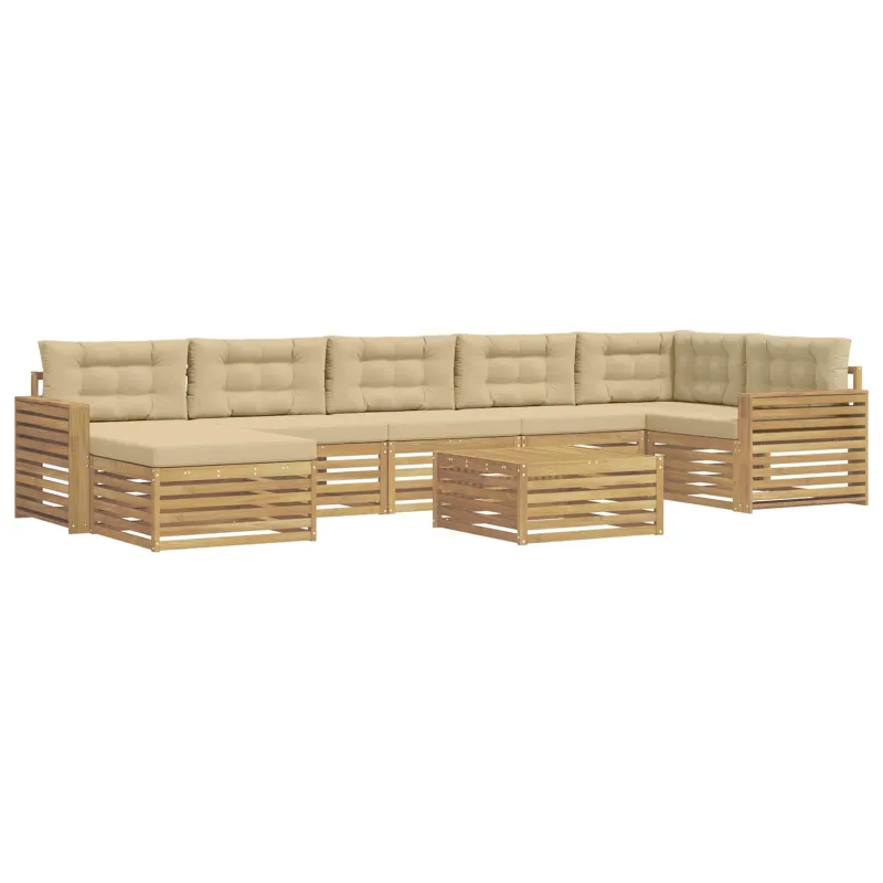 Lauko sofos komplektas su pagalve 8 pcs Balta ir kreminė