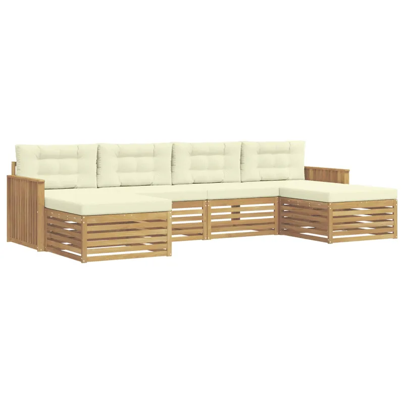 Lauko sofos komplektas 6 pcs Balta ir kreminė