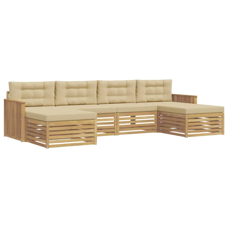 Lauko sofos komplektas 6 pcs Balta ir kreminė