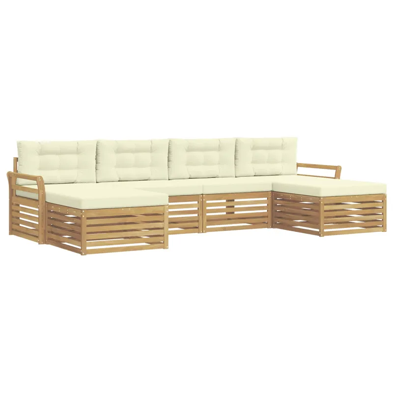 Lauko sofos komplektas 6 pcs Balta ir kreminė