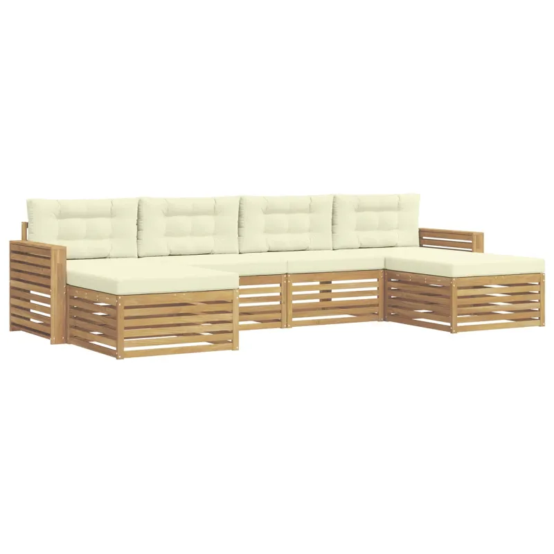 Lauko sofos komplektas 6 pcs Balta ir kreminė