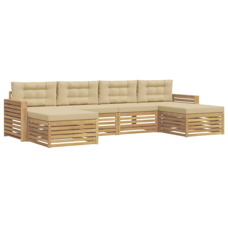 Lauko sofos komplektas 6 pcs Balta ir kreminė