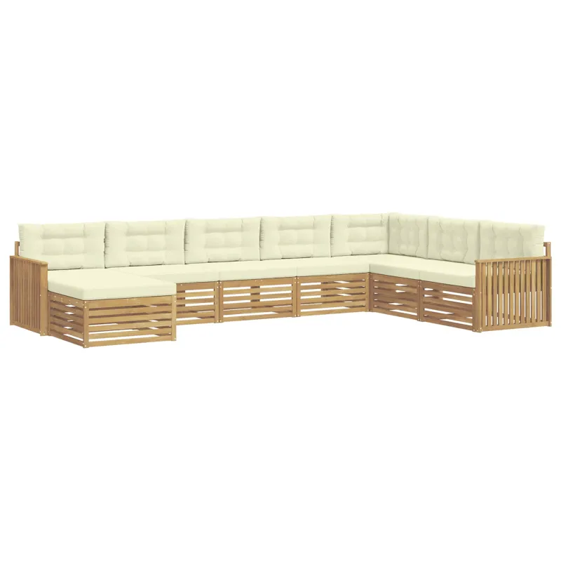 Lauko sofos komplektas 8 pcs Balta ir kreminė