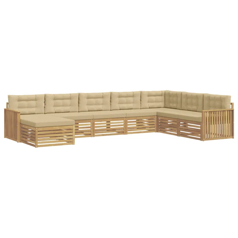 Lauko sofos komplektas 8 pcs Balta ir kreminė