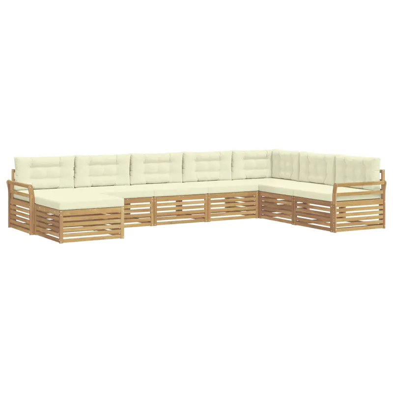 Lauko sofos komplektas 8 pcs Balta ir kreminė