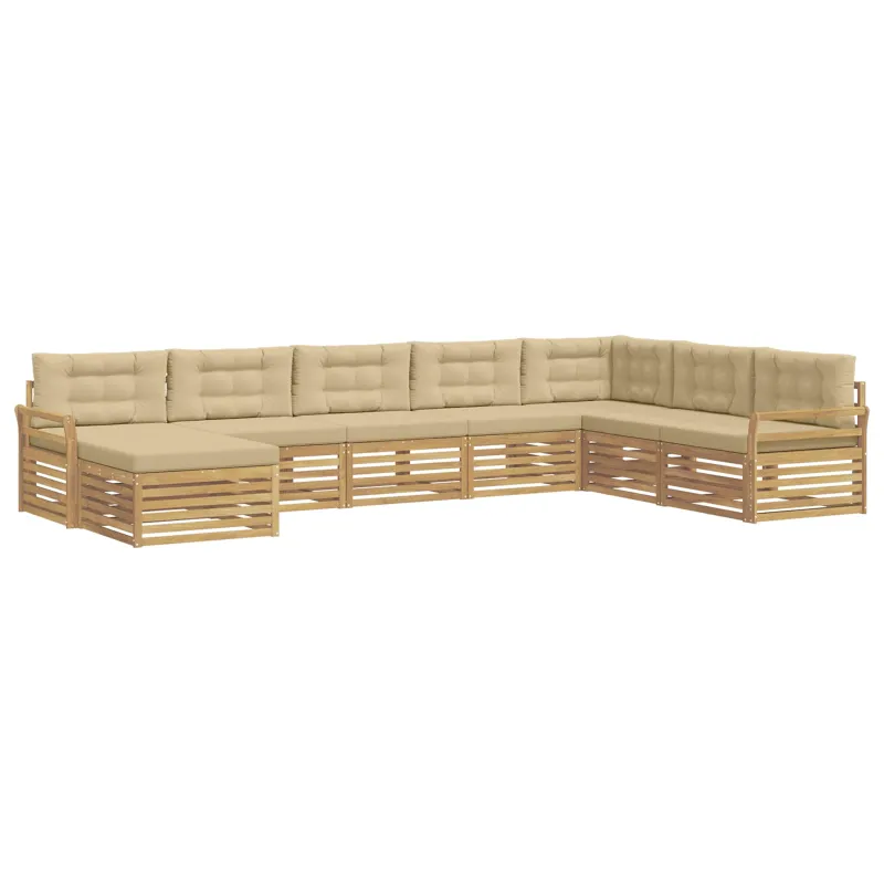 Lauko sofos komplektas 8 pcs Balta ir kreminė