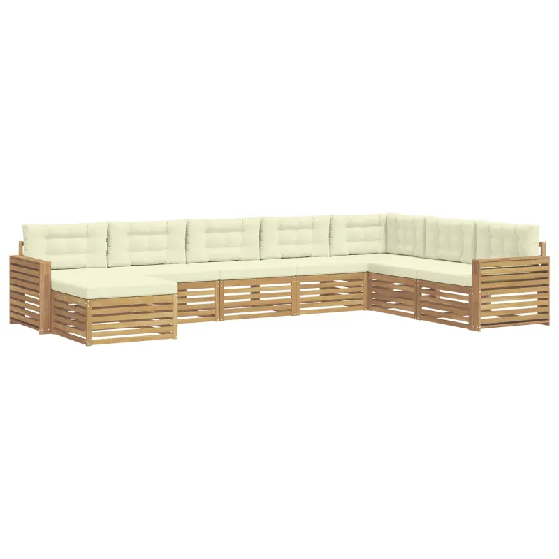 Lauko sofos komplektas 8 pcs Balta ir kreminė