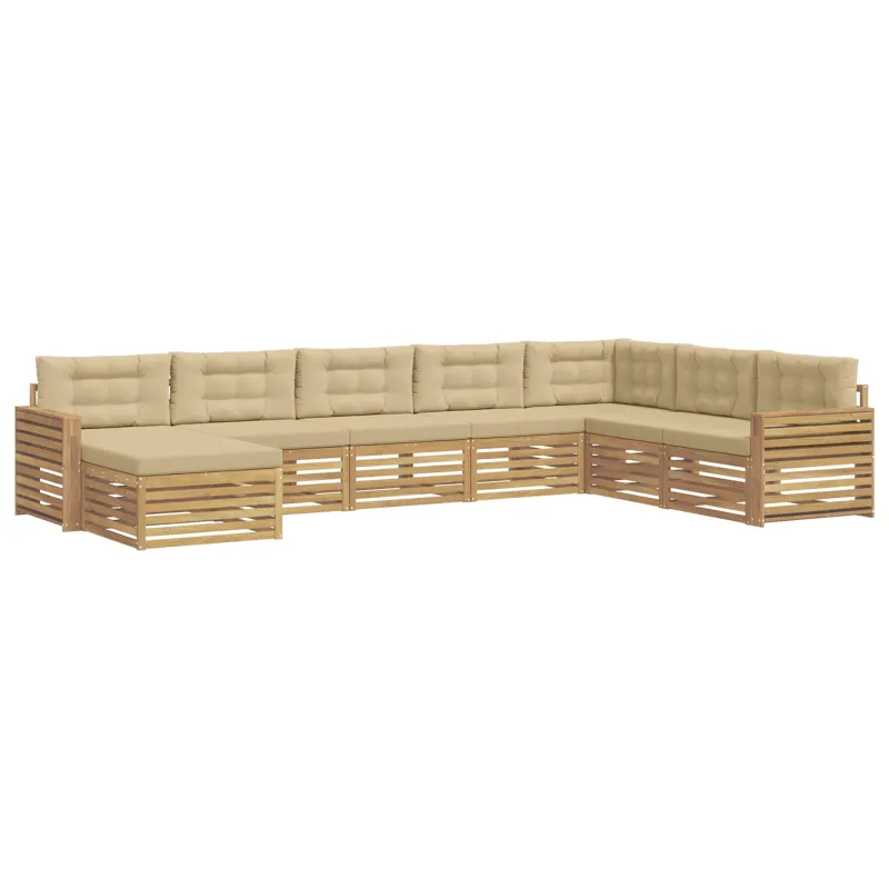 Lauko sofos komplektas 8 pcs Balta ir kreminė