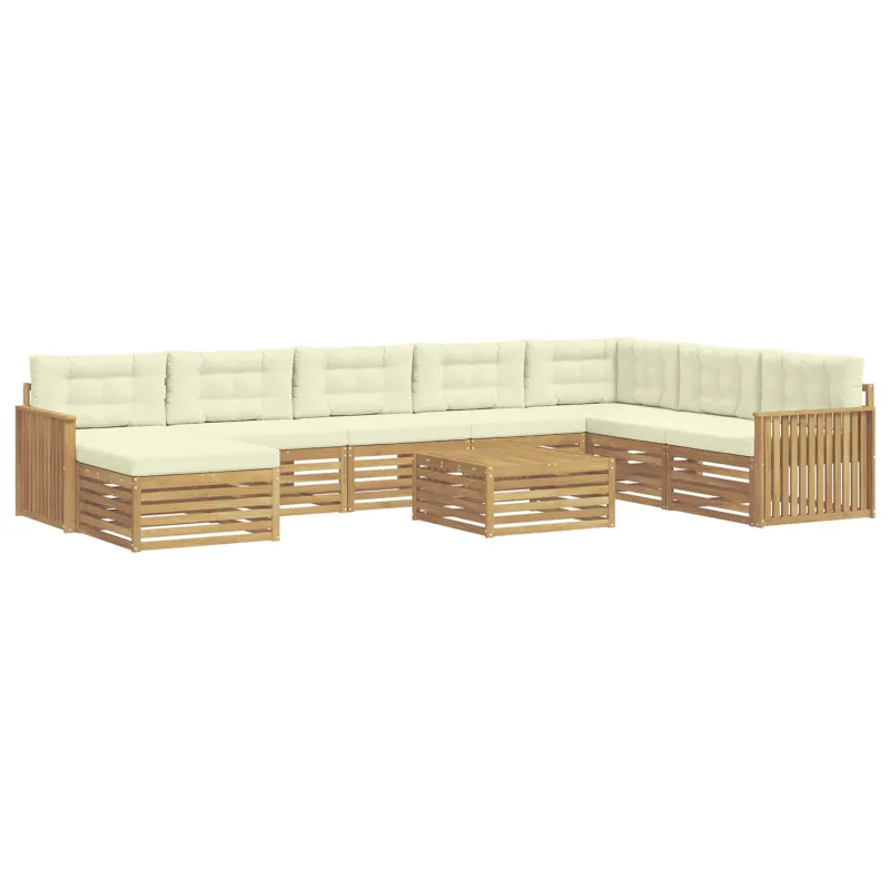 Lauko sofos komplektas 9 pcs Balta ir kreminė
