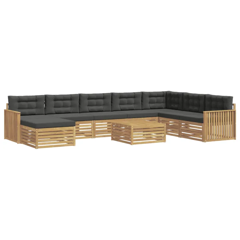 Lauko sofos komplektas 9 pcs Balta ir antracito