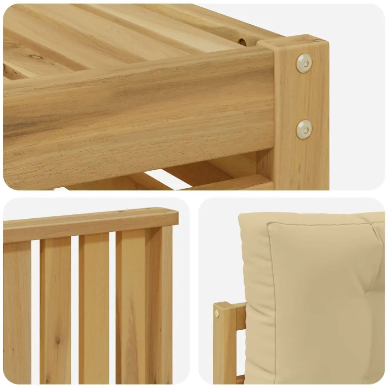 Lauko sofos komplektas 9 pcs Balta ir kreminė