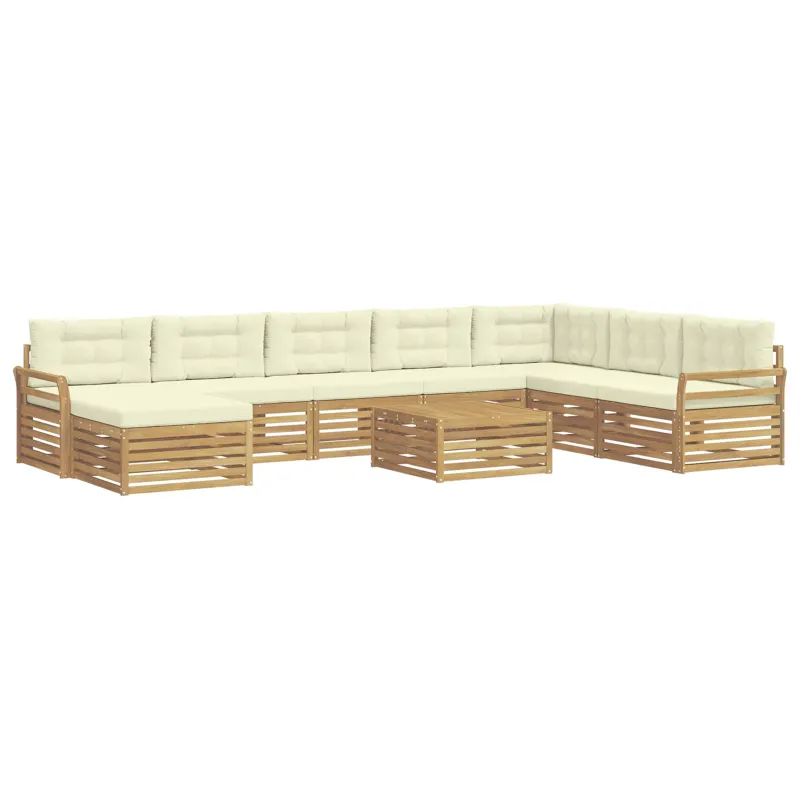 Lauko sofos komplektas 9 pcs Balta ir kreminė