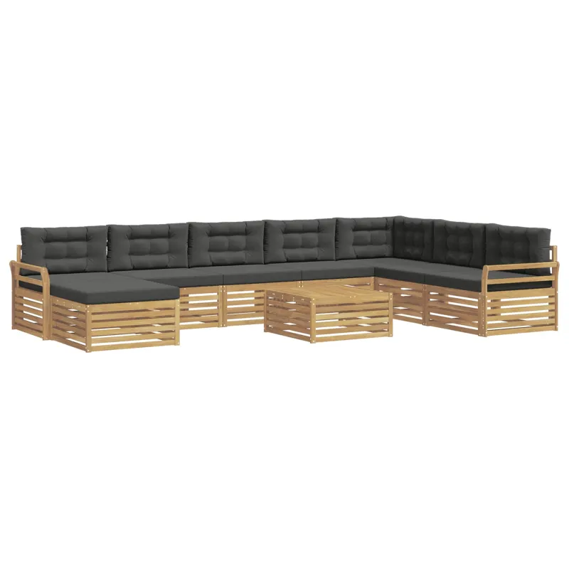 Lauko sofos komplektas 9 pcs Balta ir antracito