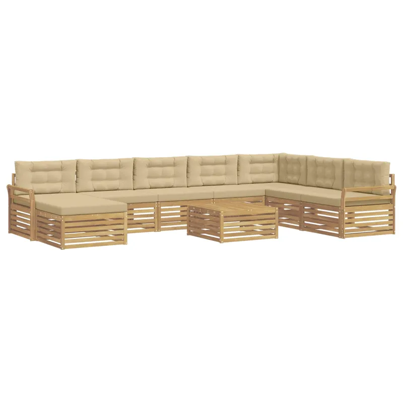 Lauko sofos komplektas 9 pcs Balta ir kreminė
