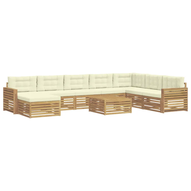 Lauko sofos komplektas 9 pcs Balta ir kreminė