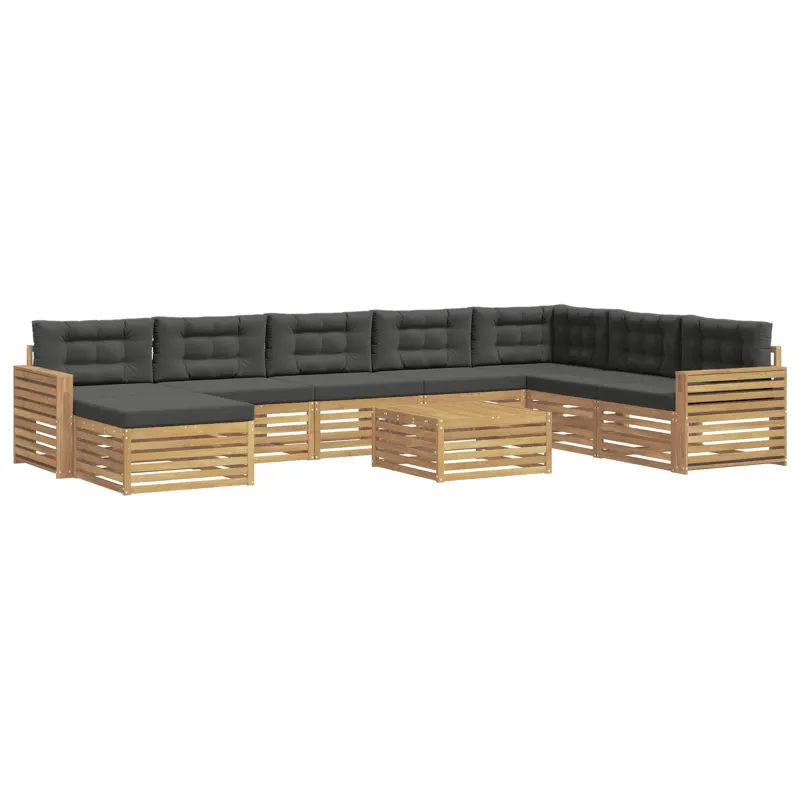 Lauko sofos komplektas 9 pcs Balta ir antracito
