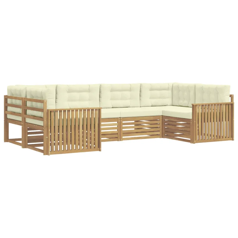Lauko sofos komplektas 6 pcs Balta ir kreminė