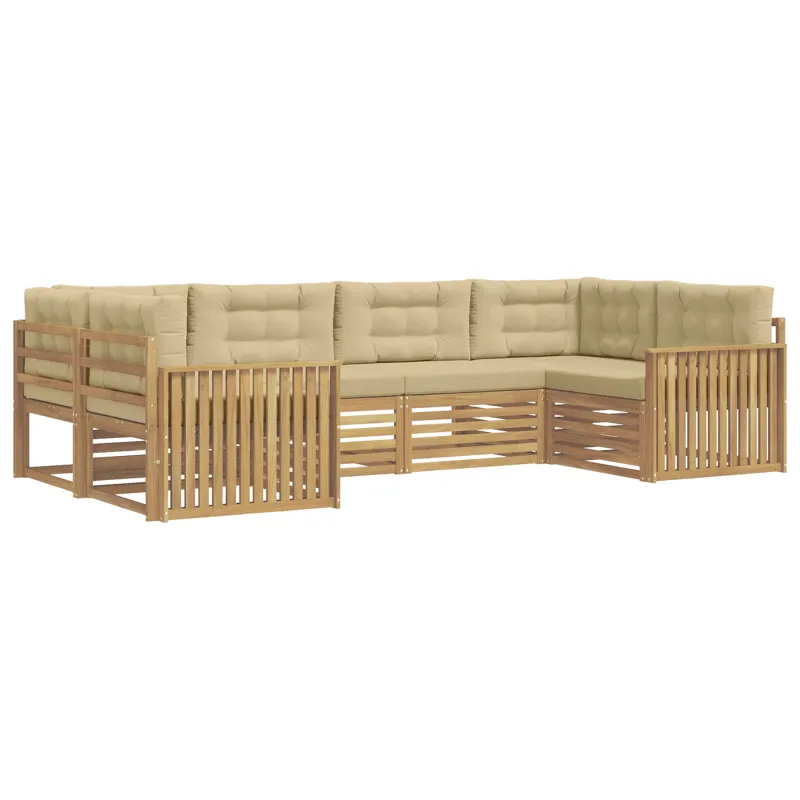 Lauko sofos komplektas 6 pcs Balta ir kreminė