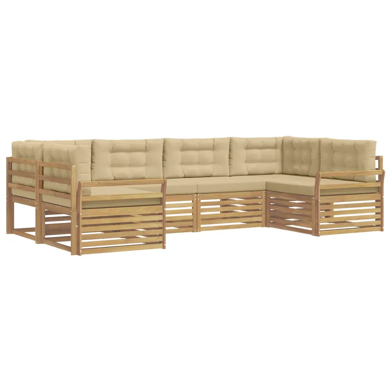 Lauko sofos komplektas 6 pcs Balta ir kreminė