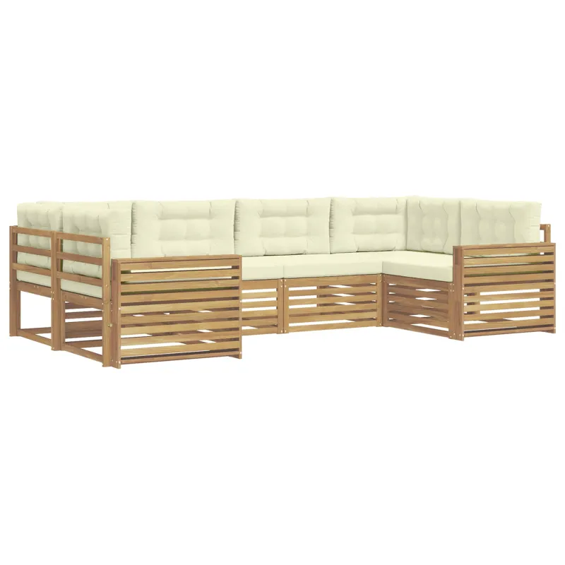 Lauko sofos komplektas 6 pcs Balta ir kreminė