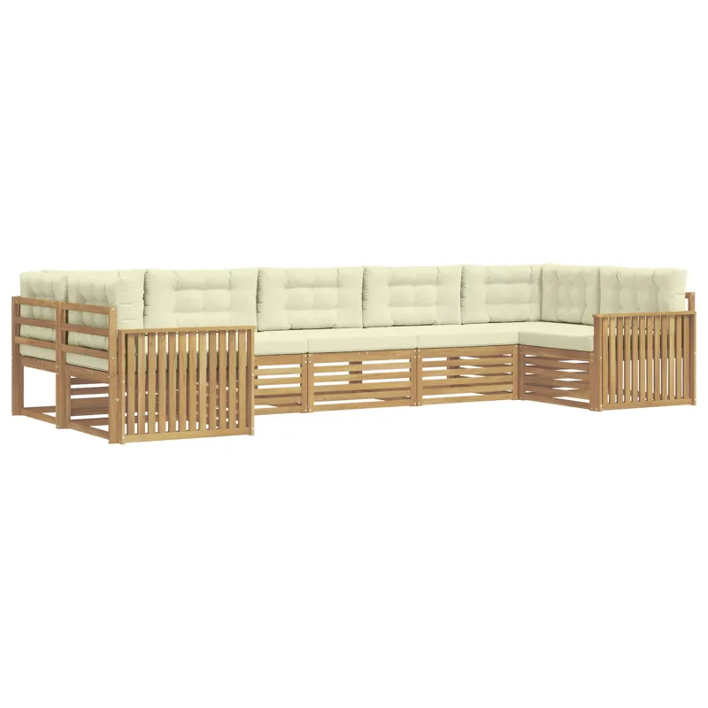 Lauko sofos komplektas 7 pcs Balta ir kreminė