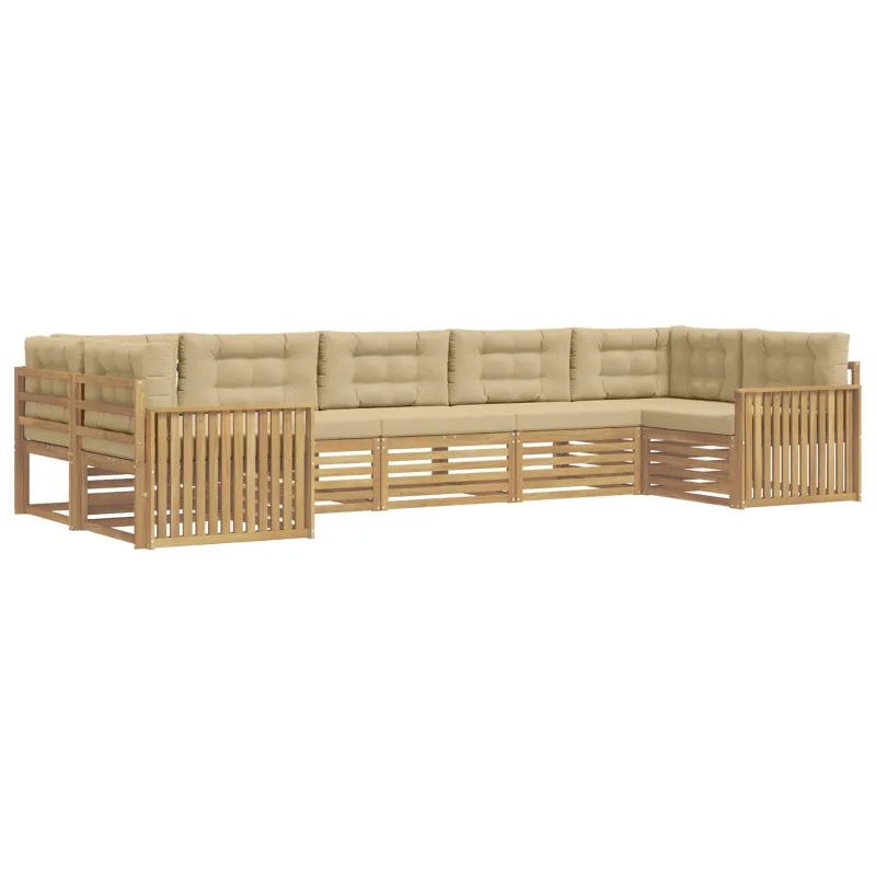 Lauko sofos komplektas 7 pcs Balta ir kreminė