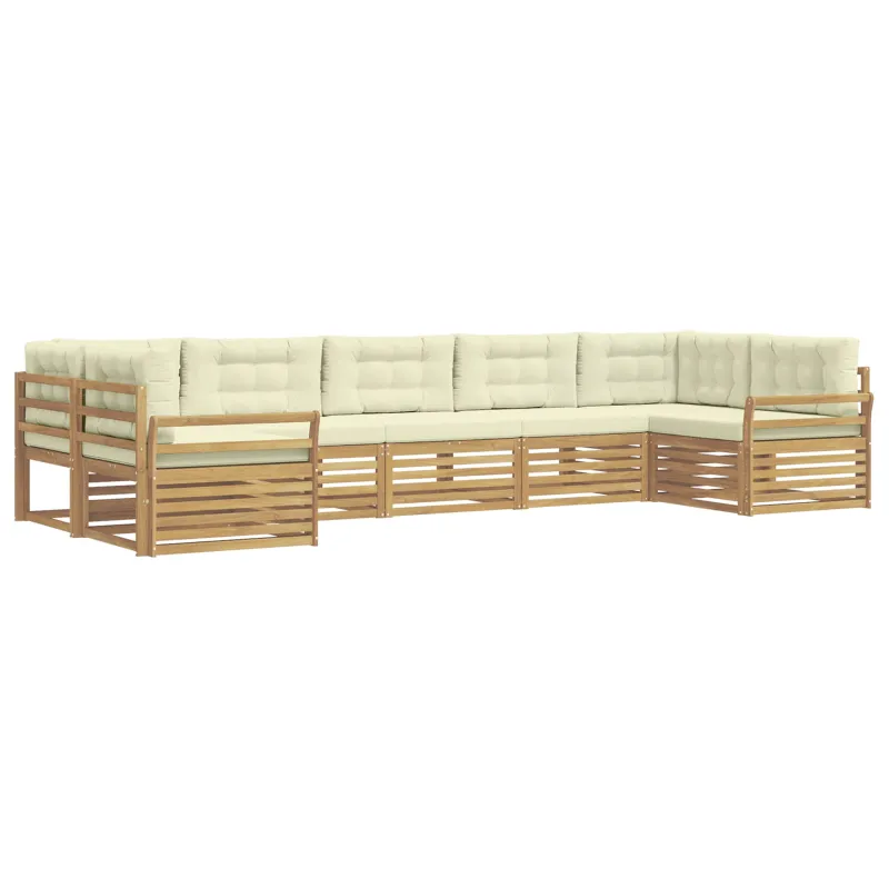 Lauko sofos komplektas 7 pcs Balta ir kreminė