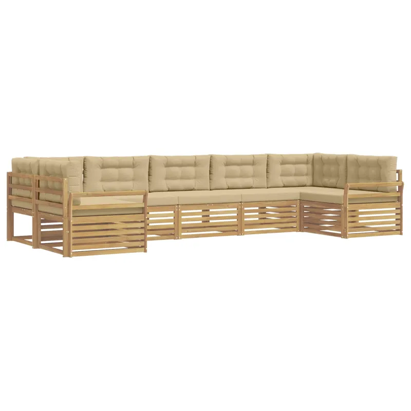 Lauko sofos komplektas 7 pcs Balta ir kreminė