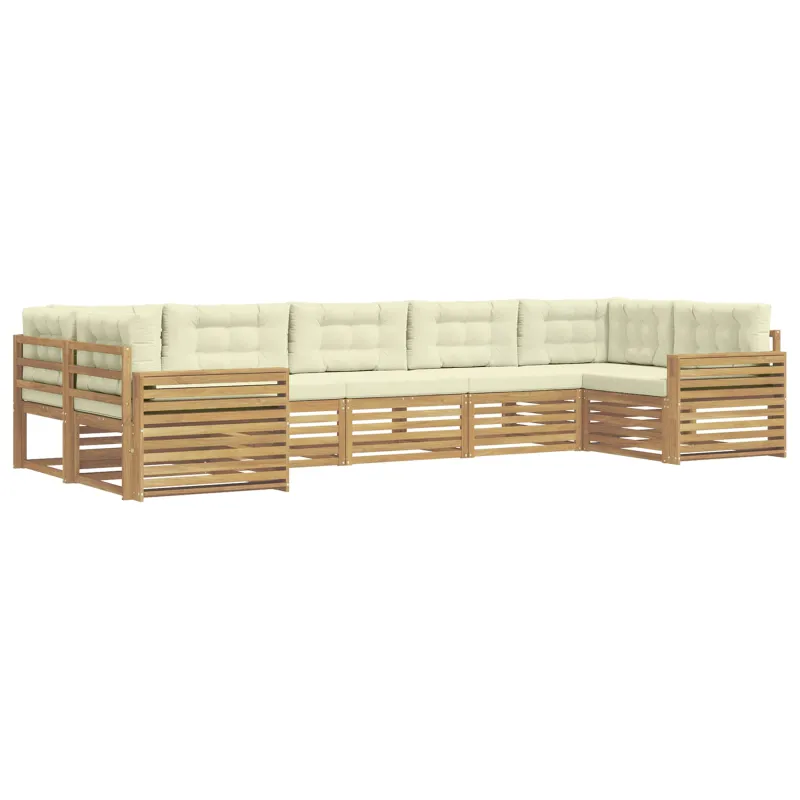 Lauko sofos komplektas 7 pcs Balta ir kreminė