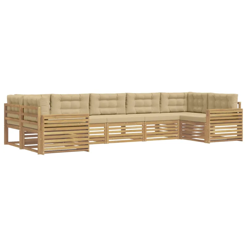 Lauko sofos komplektas 7 pcs Balta ir kreminė