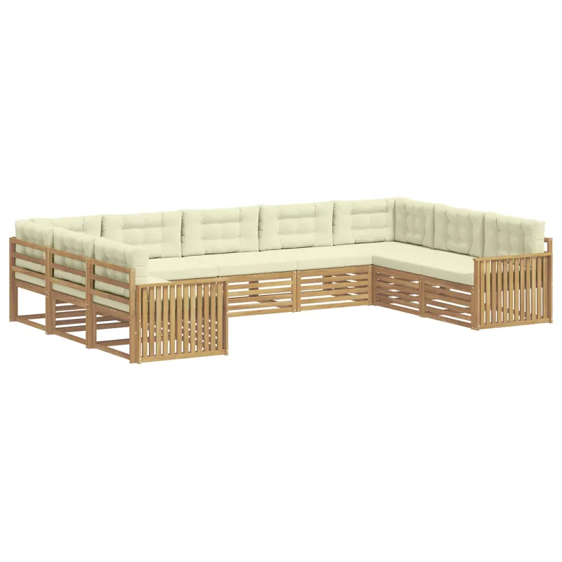 Lauko sofos komplektas 9 pcs Balta ir kreminė