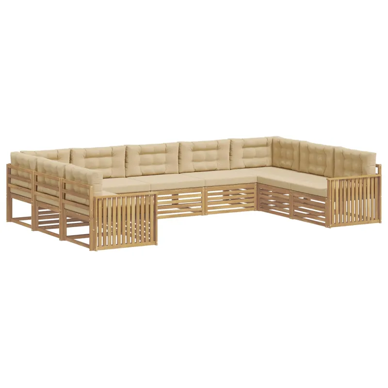 Lauko sofos komplektas 9 pcs Balta ir kreminė