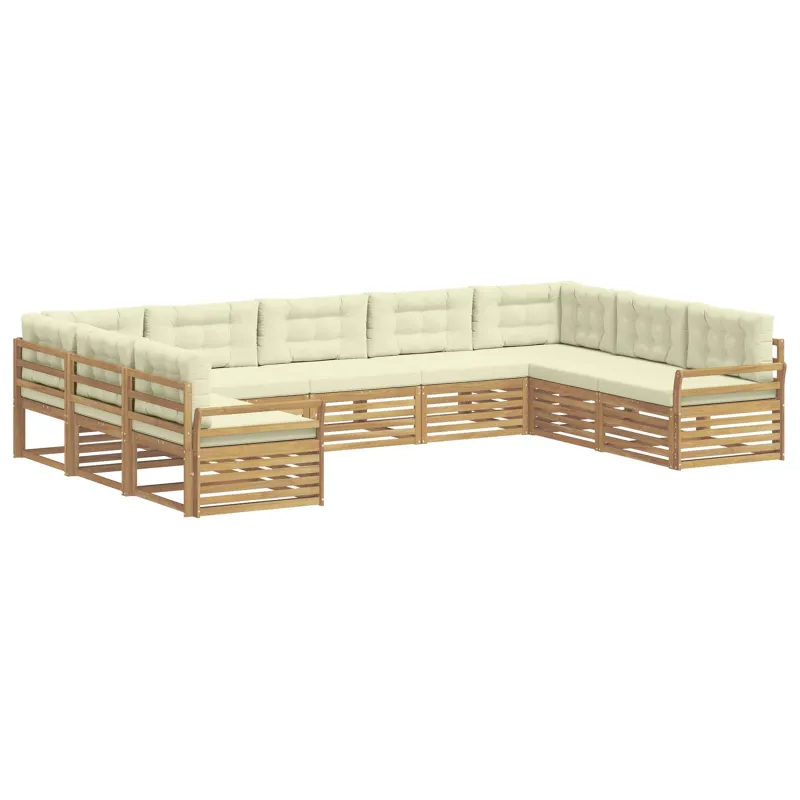 Lauko sofos komplektas 9 pcs Balta ir kreminė