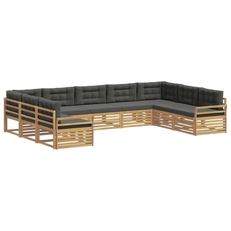 Lauko sofos komplektas 9 pcs Balta ir antracito