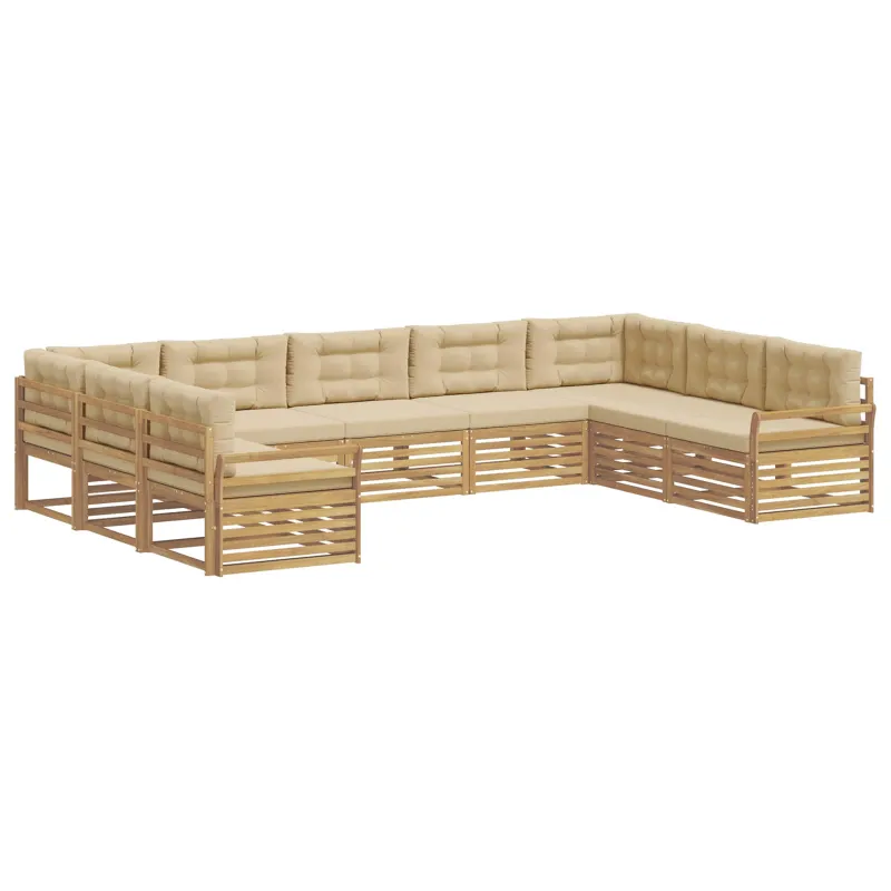Lauko sofos komplektas 9 pcs Balta ir kreminė