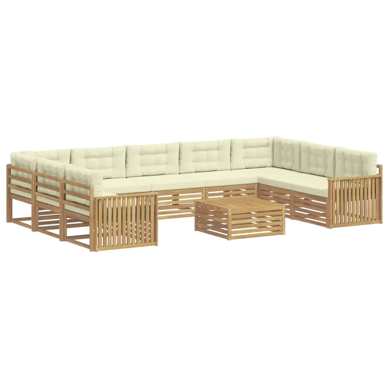 Lauko sofos komplektas 10 pcs Balta ir kreminė