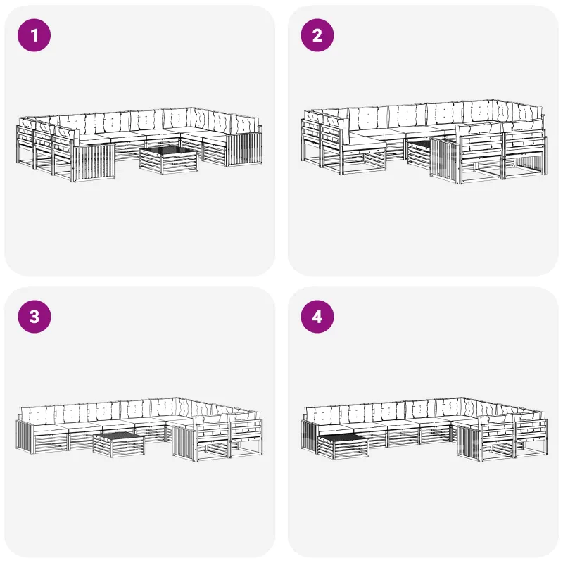 Lauko sofos komplektas 10 pcs Balta ir kreminė