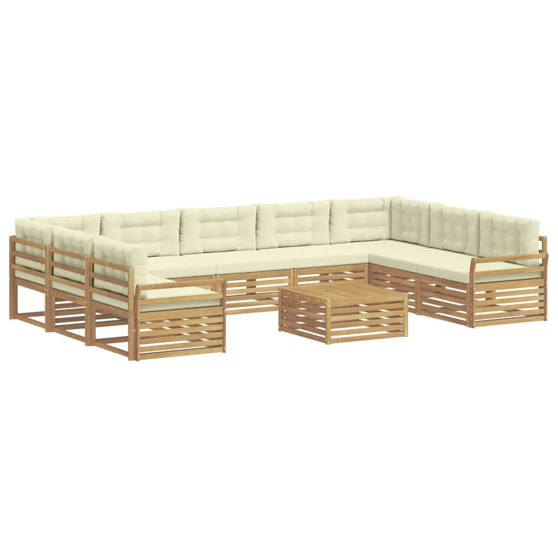 Lauko sofos komplektas 10 pcs Balta ir kreminė