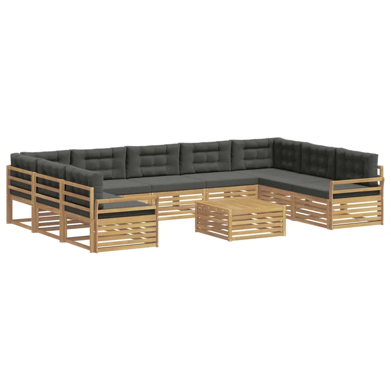 Lauko sofos komplektas 10 pcs Balta ir antracito